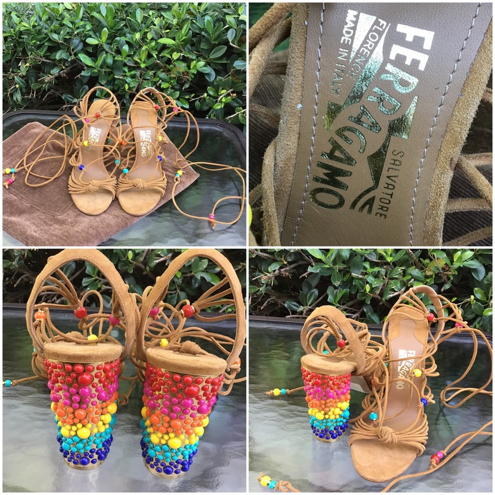 🎉3X HOST PICK🎉 Ferragamo Rainbow Beaded Heels - Picture 5 of 5